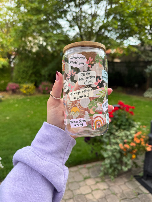 Motivate Me - Iced Coffee Glass